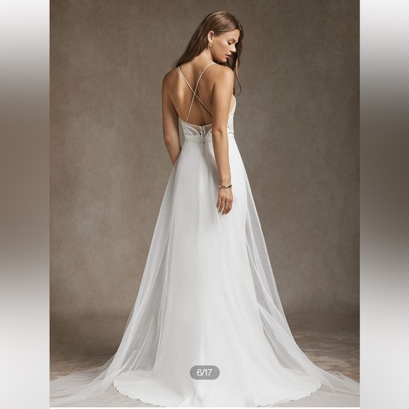 New AZAZIE SAFFRON Diamond White Champagne Mermaid Sweetheart Sequin Crepe Dress - Picture 8 of 16